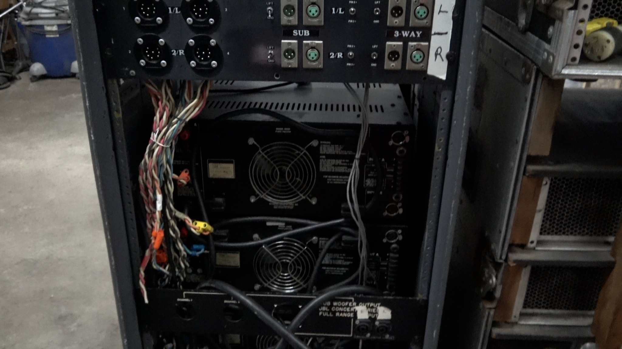 Rear JBL rack with EP8 and input panel