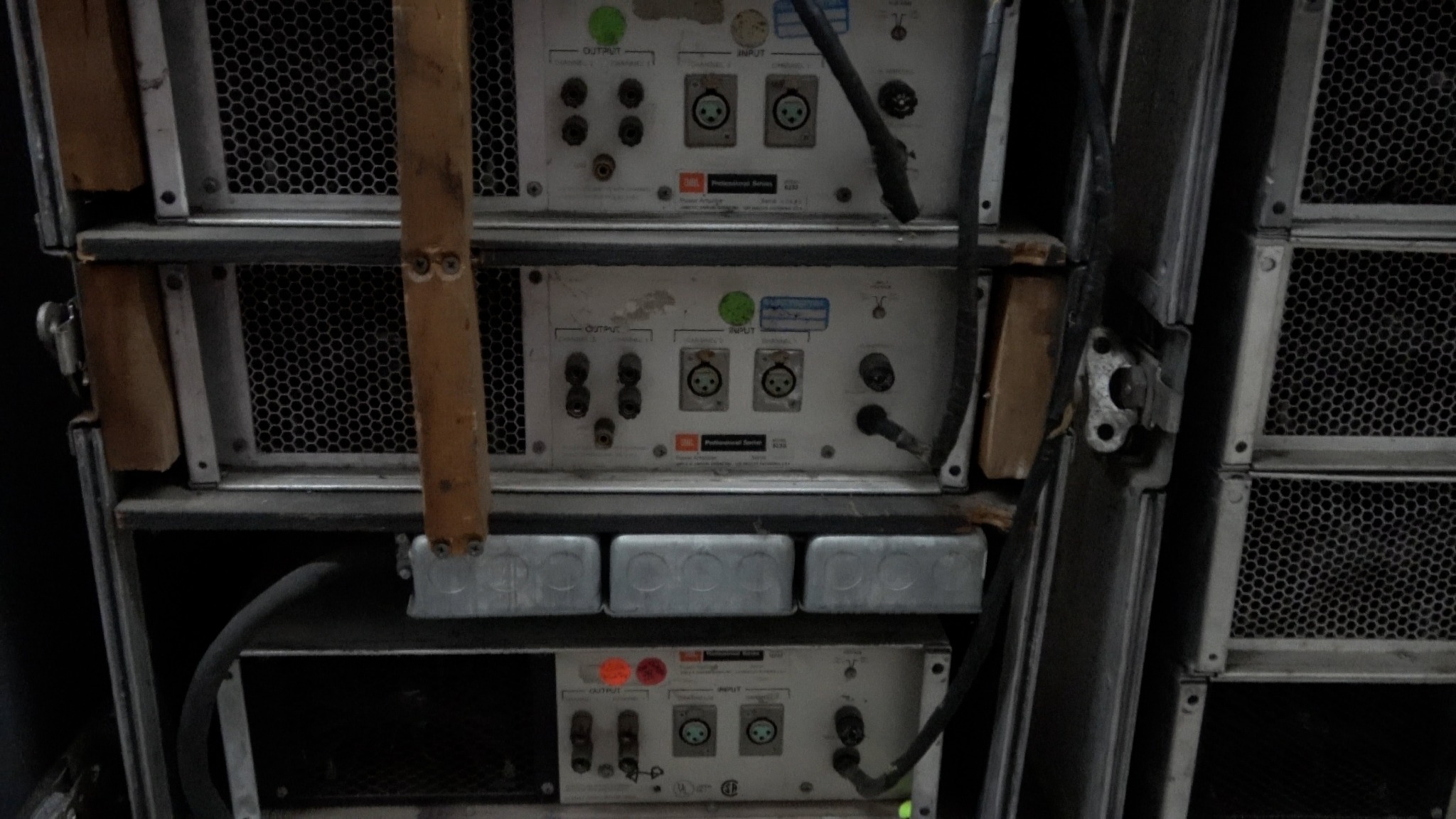 Rear view of middle JBL 6233 rack
