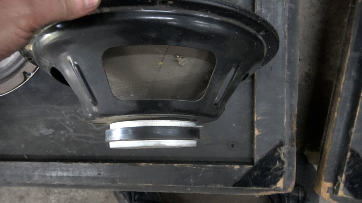Side and magnet view of unidentified vintage speaker
